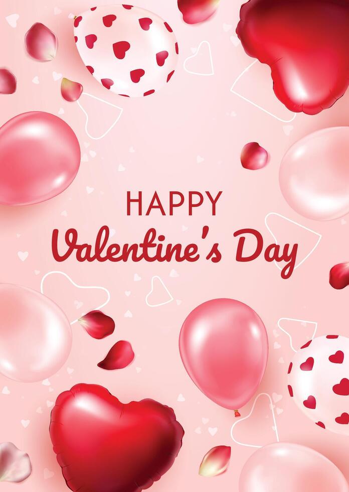 Horizontal Happy Valentine Day card vector