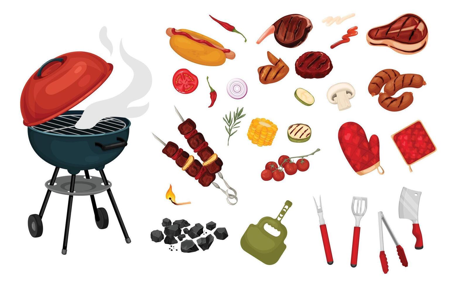 Vector illustration of picnic supplies.