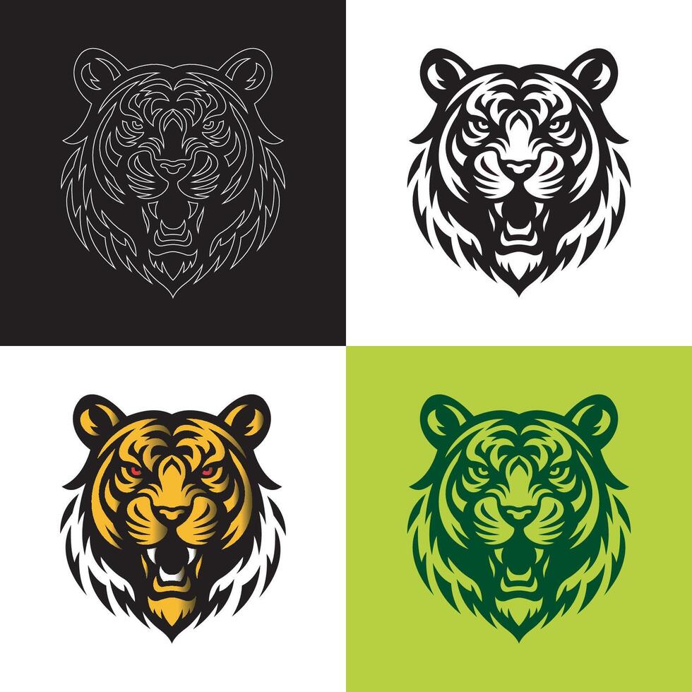 tiger head logo vector set