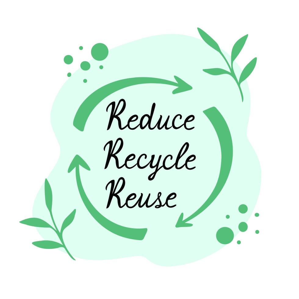 reduce, recycle, reuse, eco friendly, ecology concept. Illustration for printing, backgrounds and packaging. Image can be used for cards, posters and stickers. Isolated on white background. vector