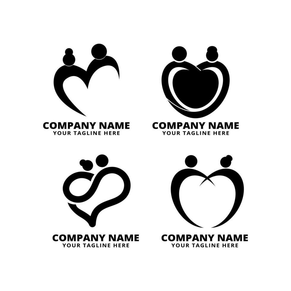 set of couple love logo vector icon