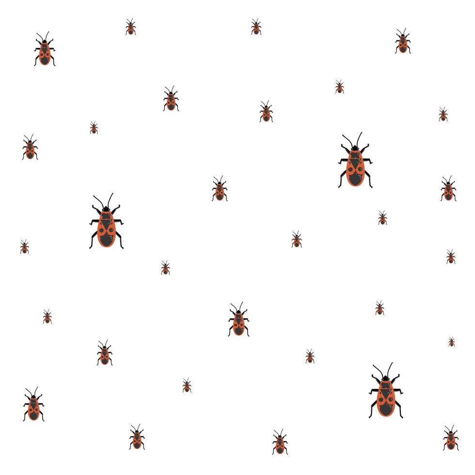 firebugs insect background. Illustration for printing, backgrounds, covers and packaging. Image can be used for greeting cards, posters, stickers and textile. Isolated on white background. vector