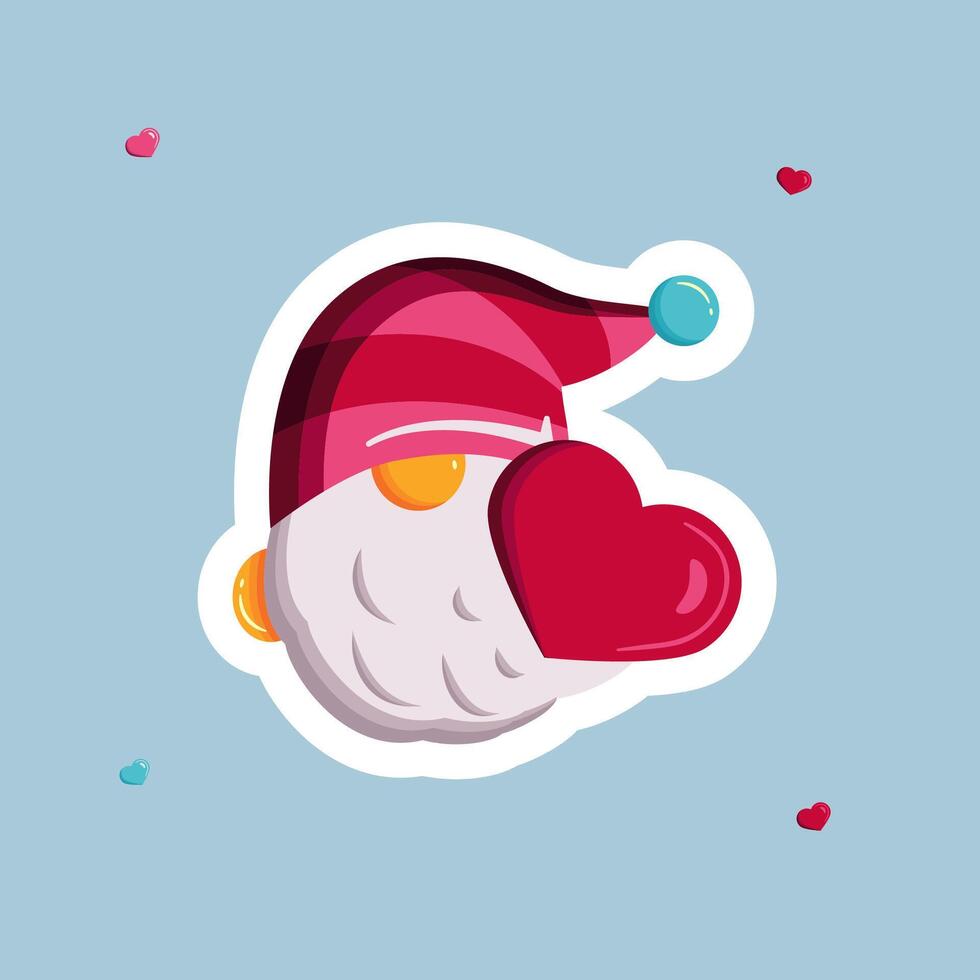 a cute gnome with a heart in his hands vector