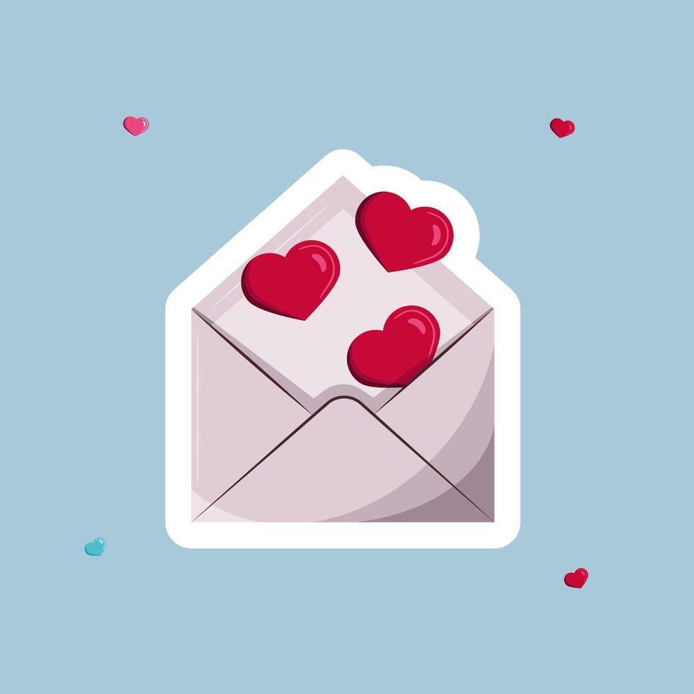 cute envelope with hearts vector