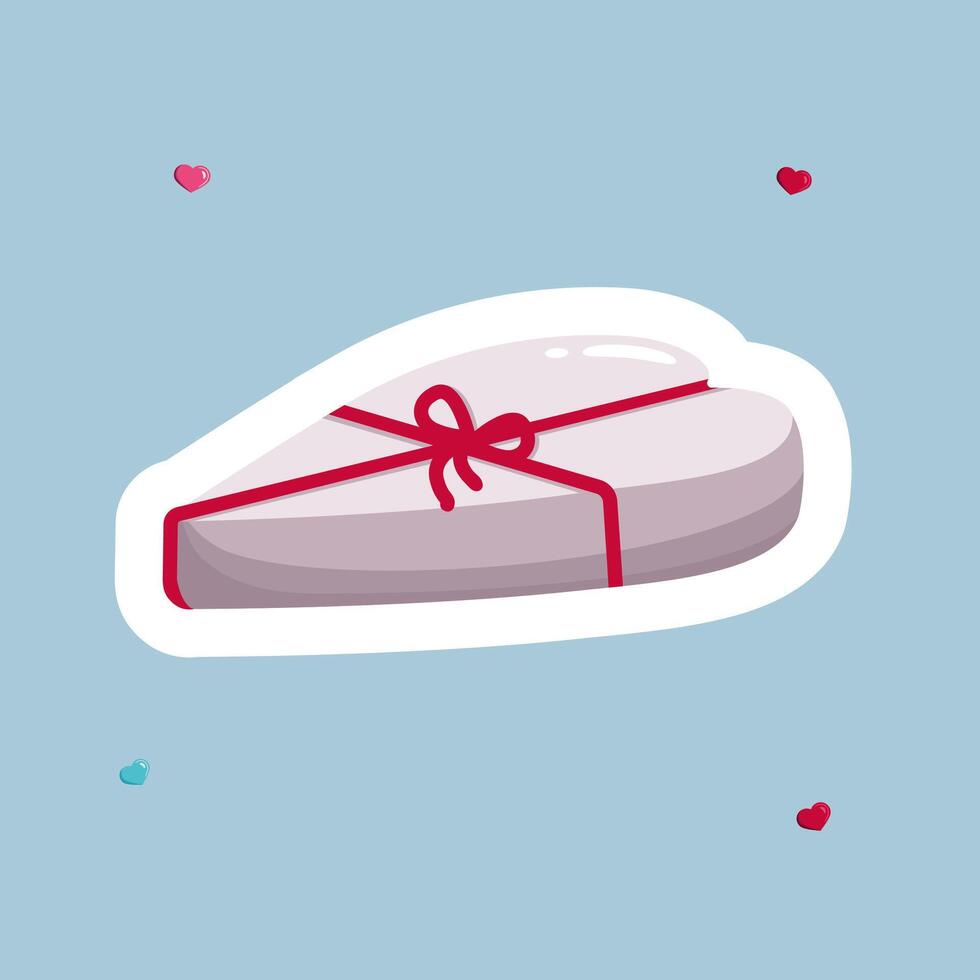 a wrapped gift in a heart-shaped box vector