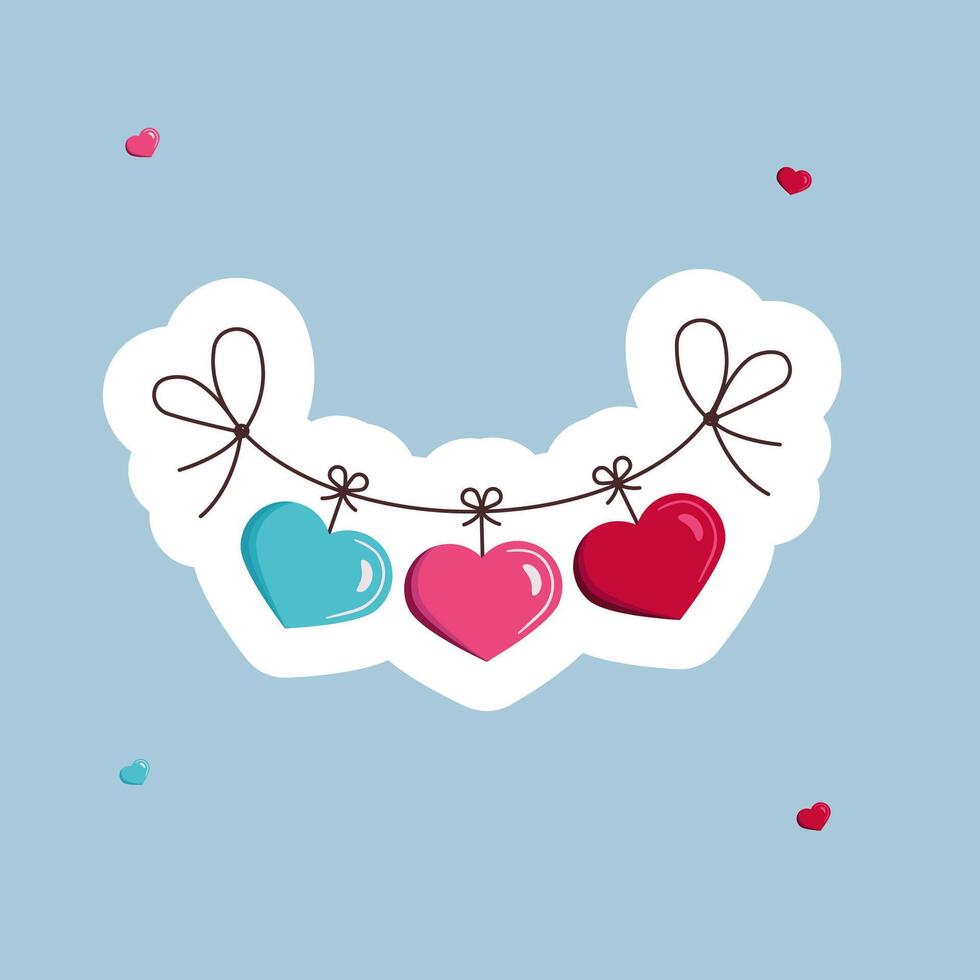 cute garland of colored hearts vector