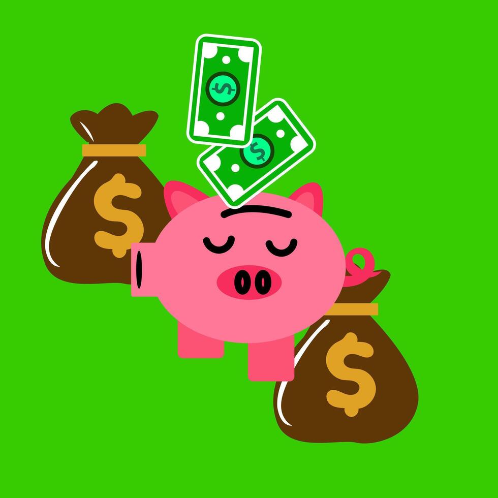 Vector illustration pig investment and growth business colaboration people