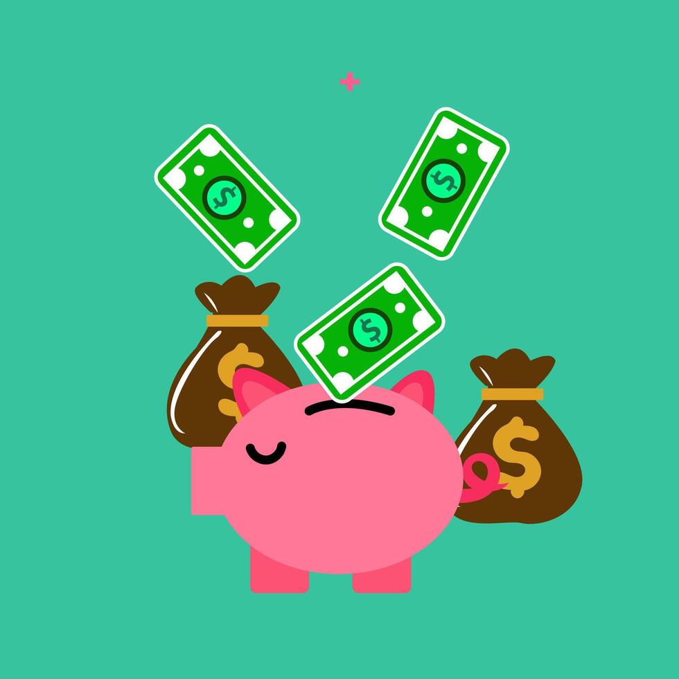 Vector illustration pig investment and growth business colaboration people