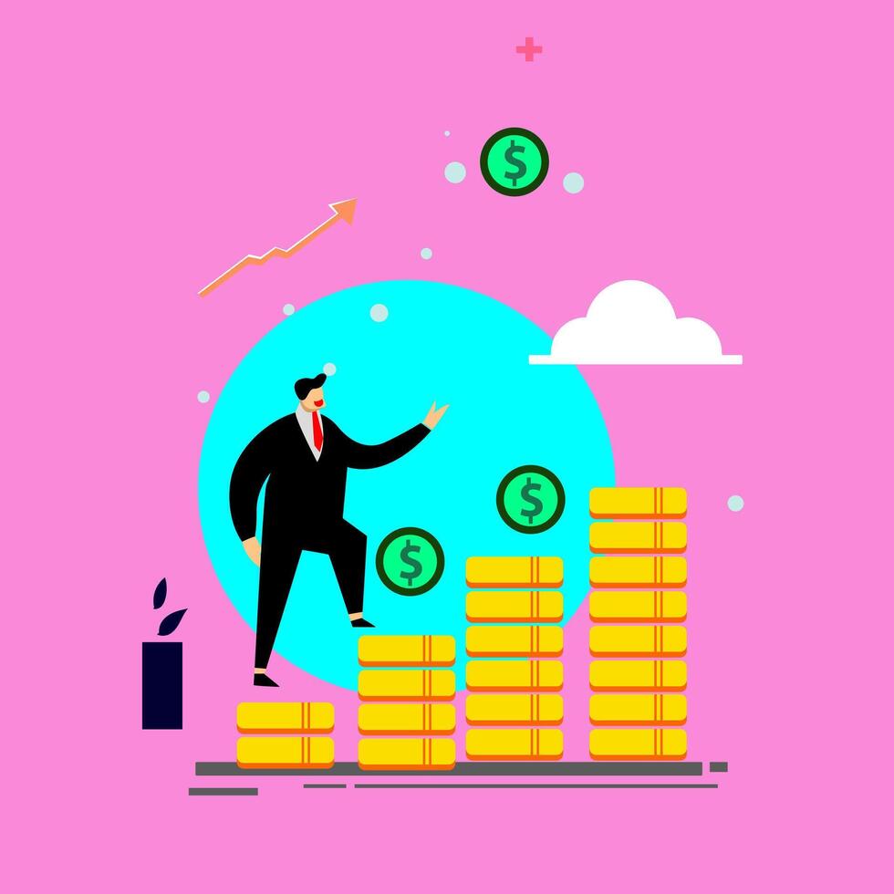 Vector illustration pig investment and growth business colaboration people