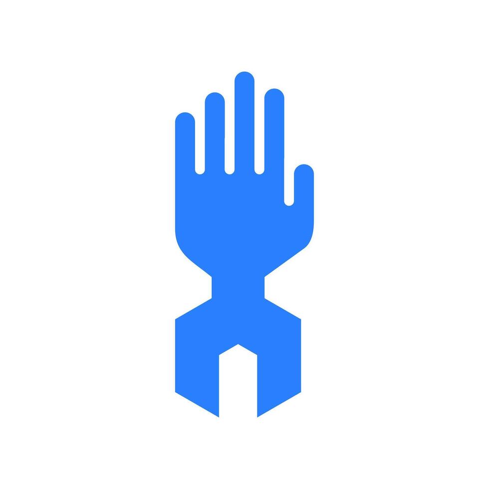 ilustración de un mano con un llave inglesa. personal de mantenimiento logo vector modelo.