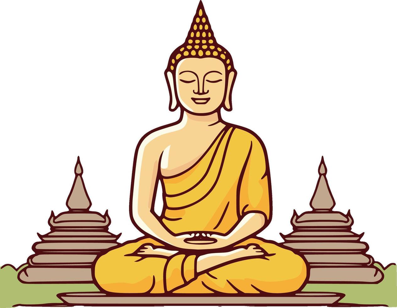 Buda meditando en loto posición, vector ilustración.