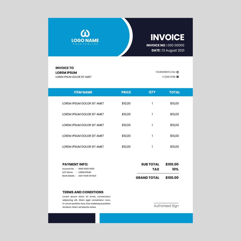 Business invoice for your business, Business corporate creative invoice template. print invoice vector