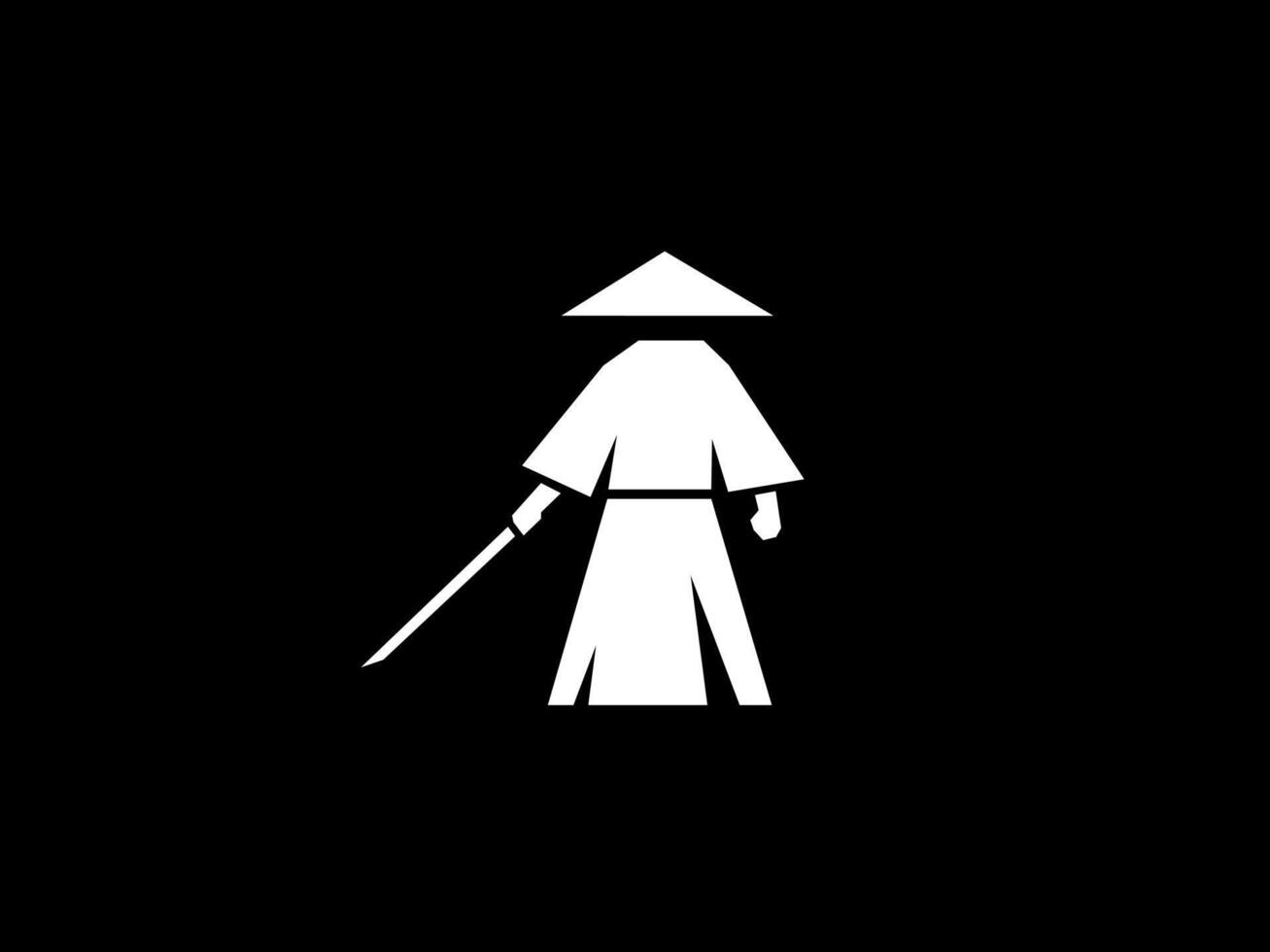 Japanese Samurai Warrior Logo Design vector