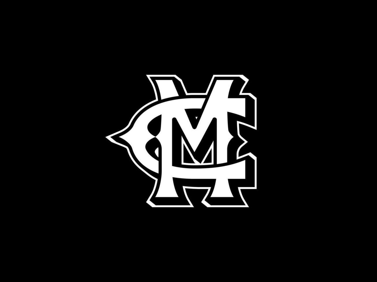 Monogram letter CM or MC flat design logo template, vector illustration