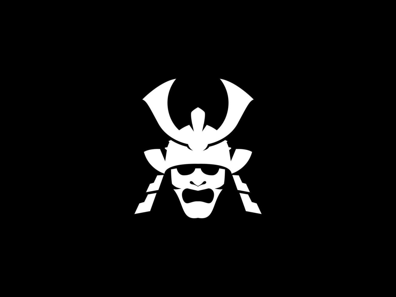 Samurai logo design inspiration. Vector illustration of a samurai with demon face. Modern vintage icon design template