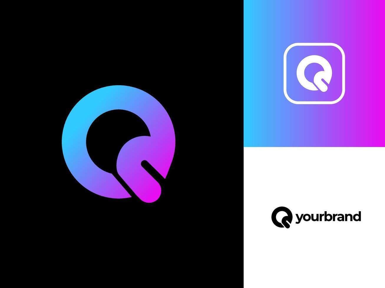 modern letter Q abstract logo template, colorful, letter Q logo for technology brand identity symbol mark design vector