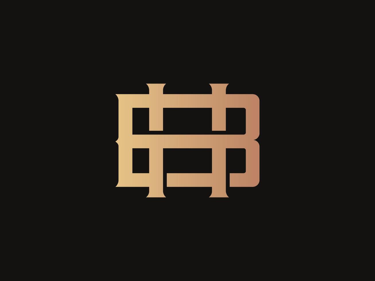 Luxury Monogram letter BH or HB flat design logo template, vector illustration