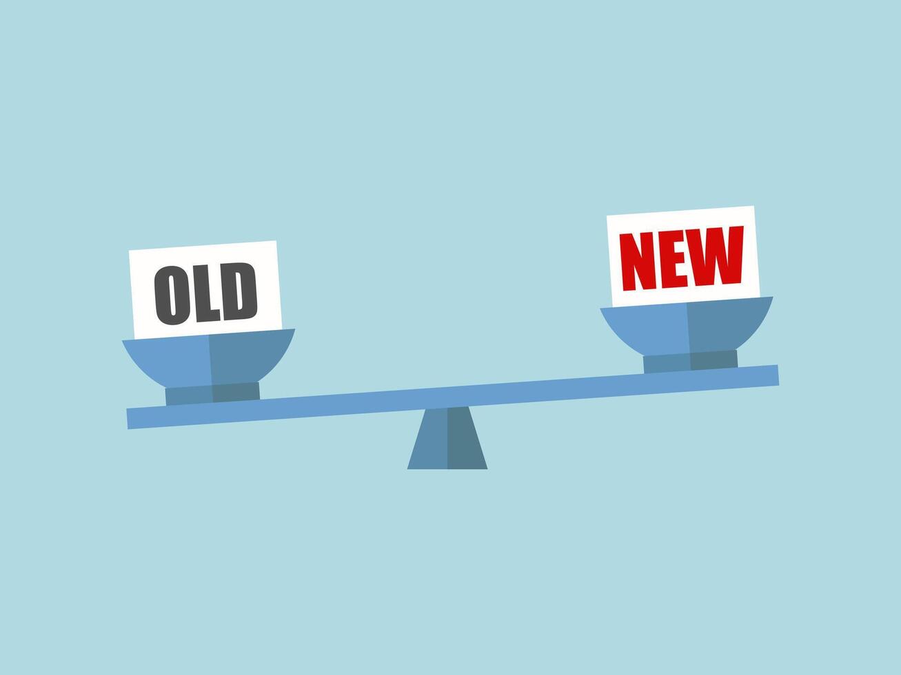 old and new on vintage scales, vector illustration use us for positive thoughts business or marketing and advertising