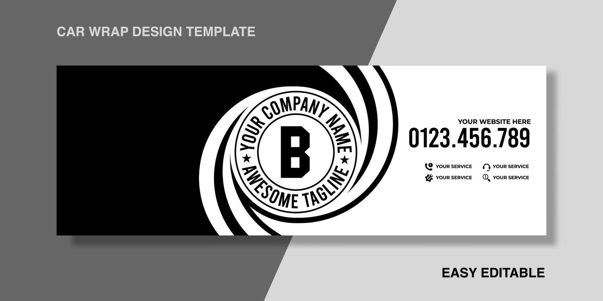 simple black white van car wrap design wrapping sticker and decal design for corporate company branding with circle white concept vector