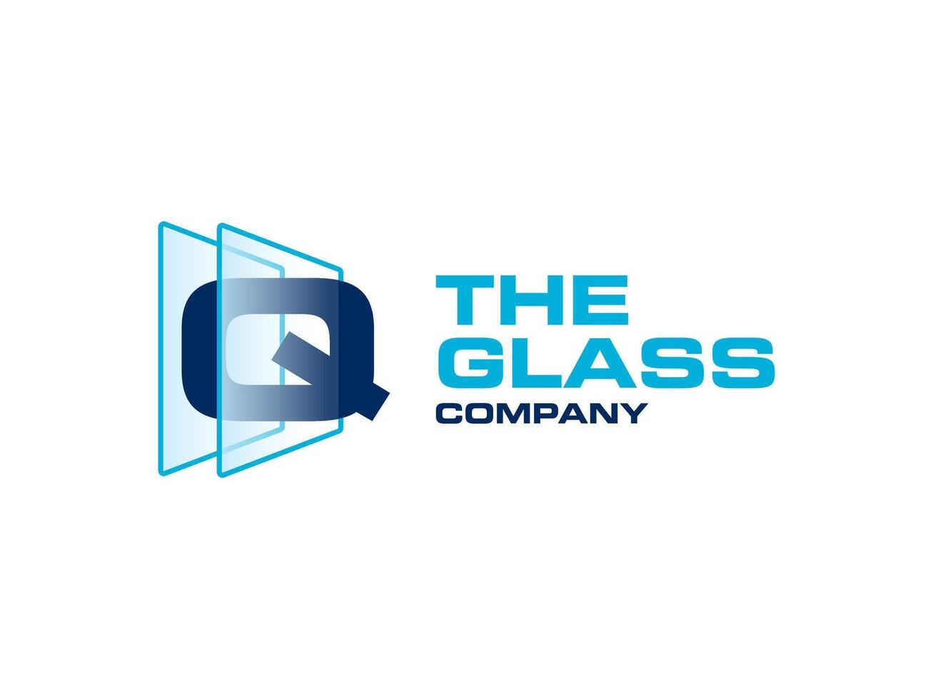 Creative Letter Q glass for company logo, letter through crystal glass works symbol vector