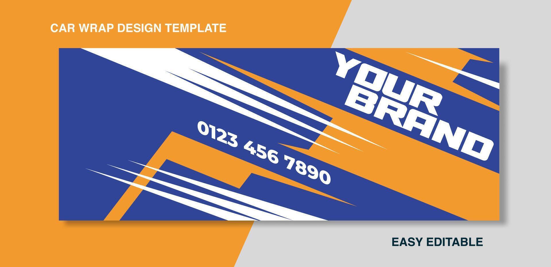 Vector design of delivery van. Car sticker. Car design development for the company. bluewith orange background for car vinyl sticker