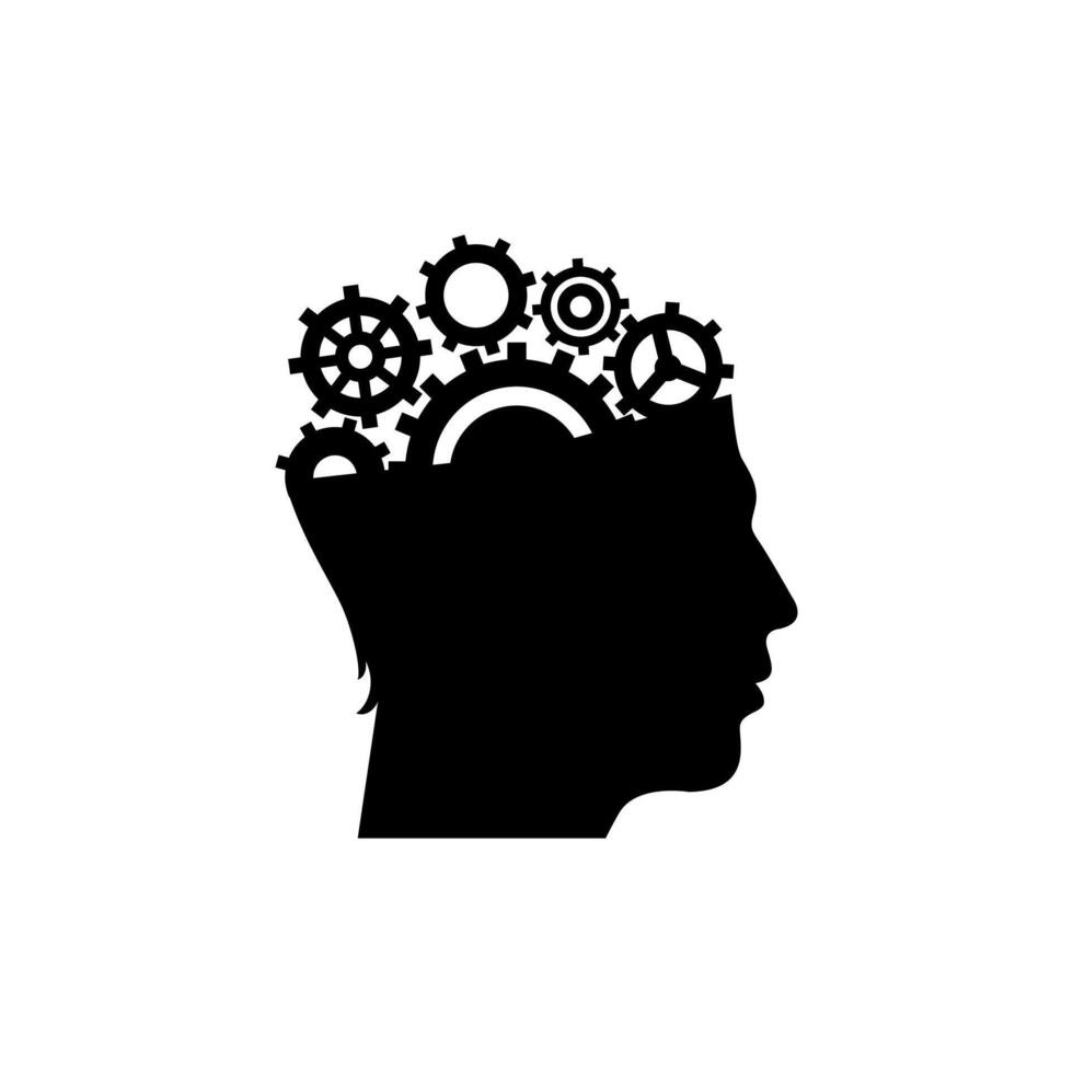 Human head with gears. Head thinking. Flat illustration. vector