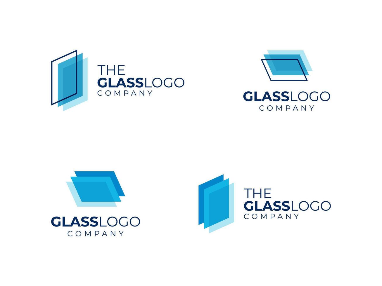 creative glass company logo, three blue crystal glass works symbol vector