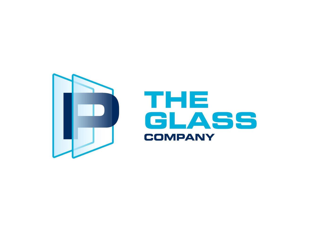 Creative Letter P glass for company logo, letter through crystal glass works symbol vector