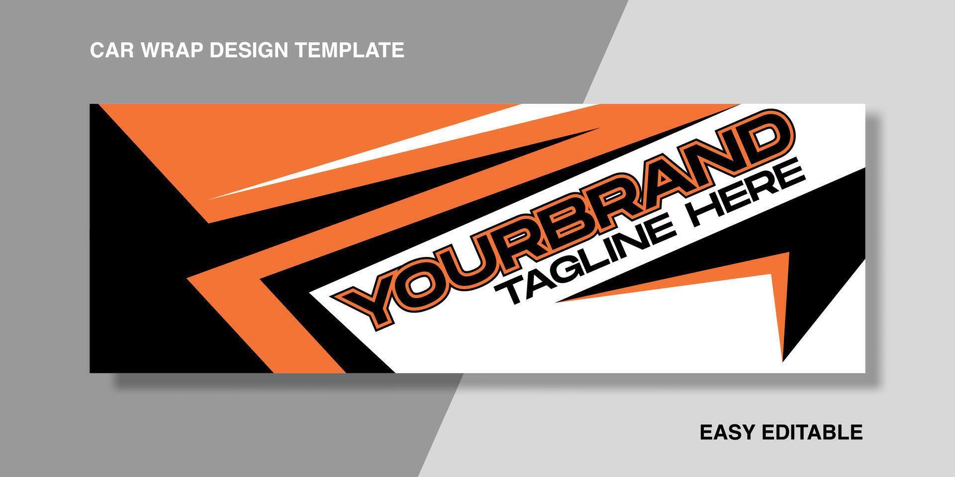 simple race wrapping car for your brand or company, van truck with orange and black colour vector