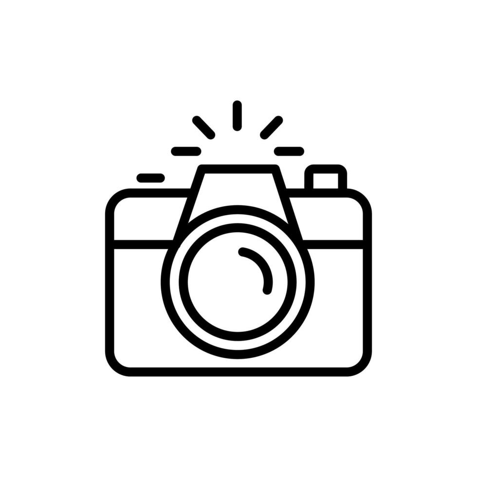 Photo camera vector icon with outline concept