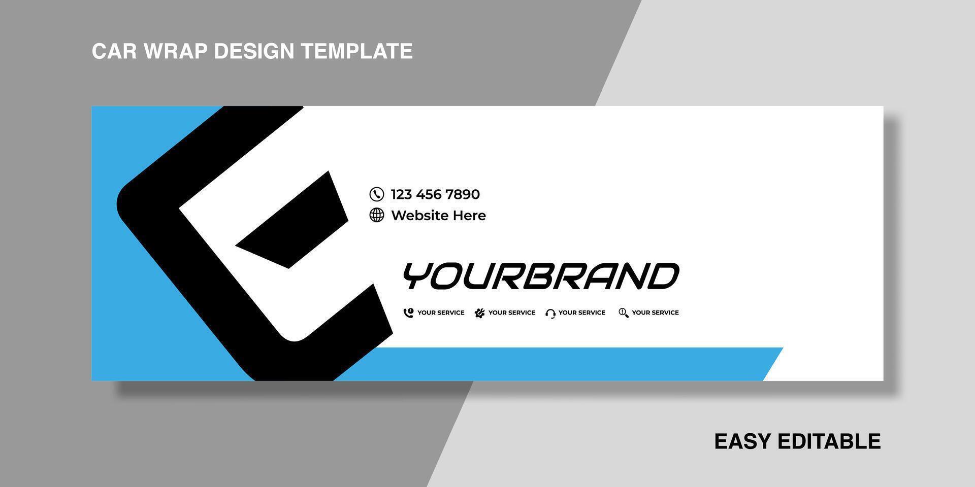 Van wrap design. Wrap, sticker and decal design for company or brand. Vector format with blue and black colour