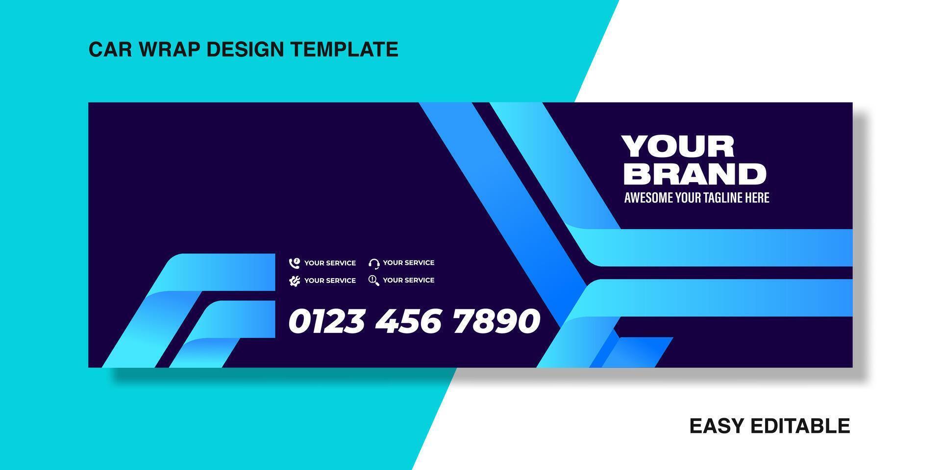 Abstract gradient line wrapping car for logistic company, van truck with blue colour greadients vector
