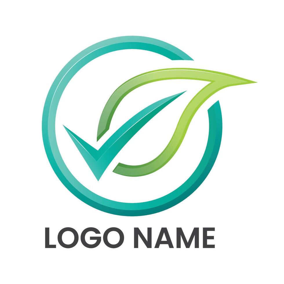 Modern natural green leaf checklist logo. Natural verify logo design template. Creative minimal logo design vector