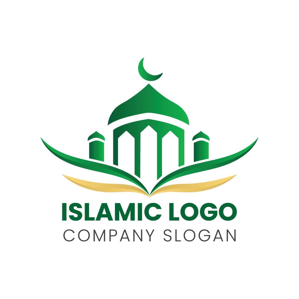 Islamic logo template, Ribbon islamic dome palace logo design template. Mosque logo ideas. inspiration logo design. template vector illustration.