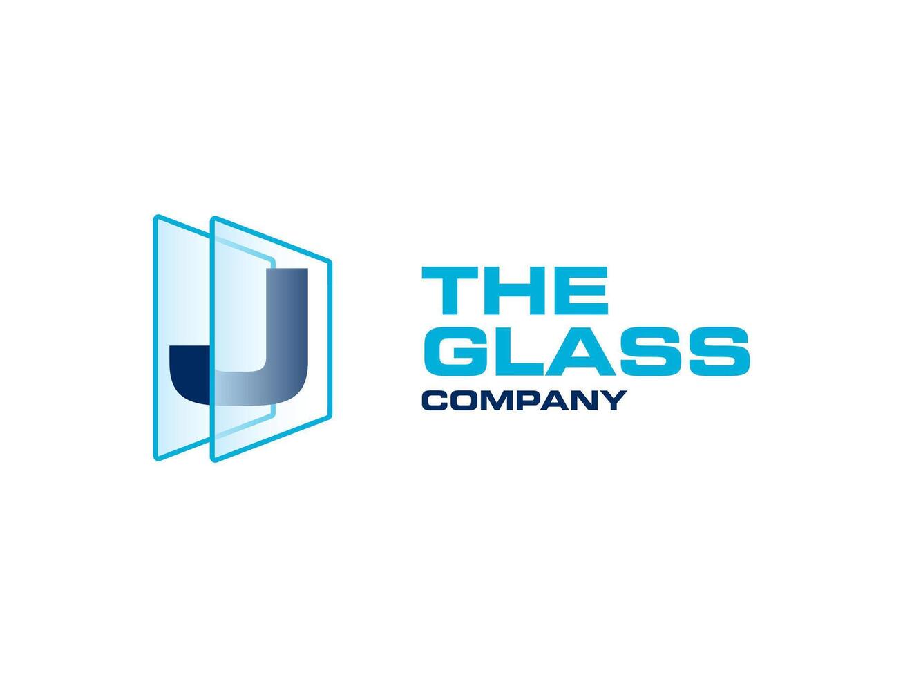 Creative Letter J glass for company logo, letter through crystal glass works symbol vector
