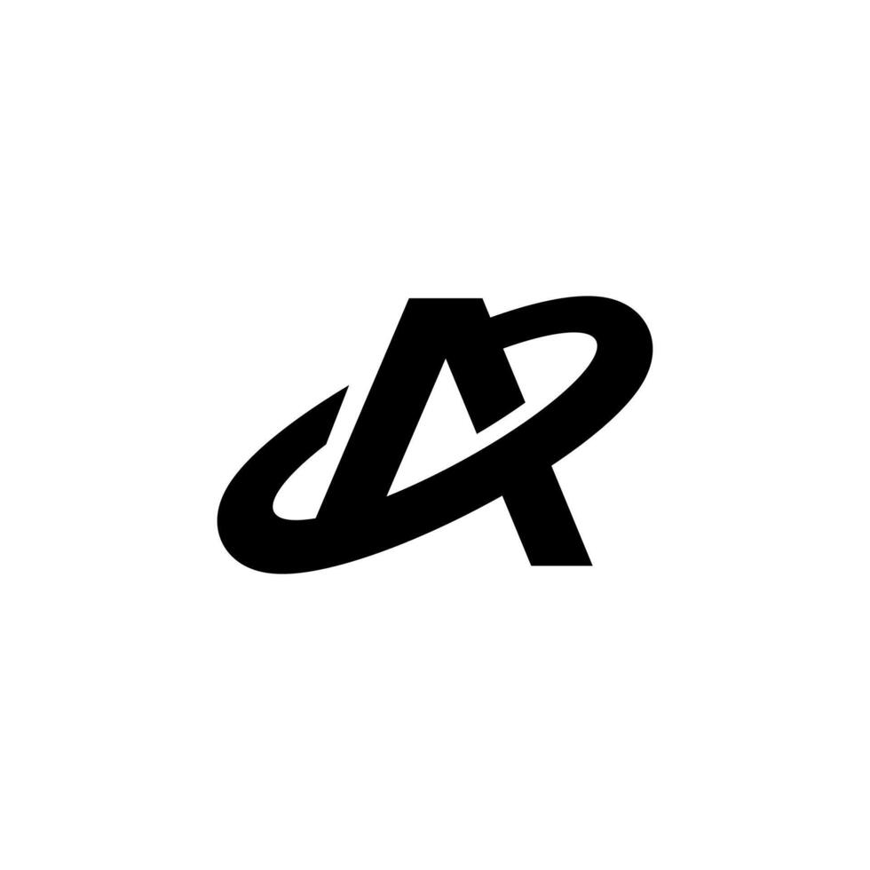 Letter A logo with atoms orbits lines. logo design for science, biology, physics, chemistry company. vector