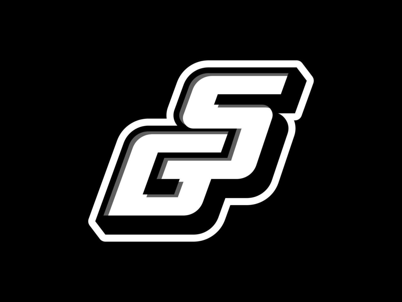 Initial letter S and G, SG, GS, overlapping interlock logo, monogram line art style, grey white on black background vector