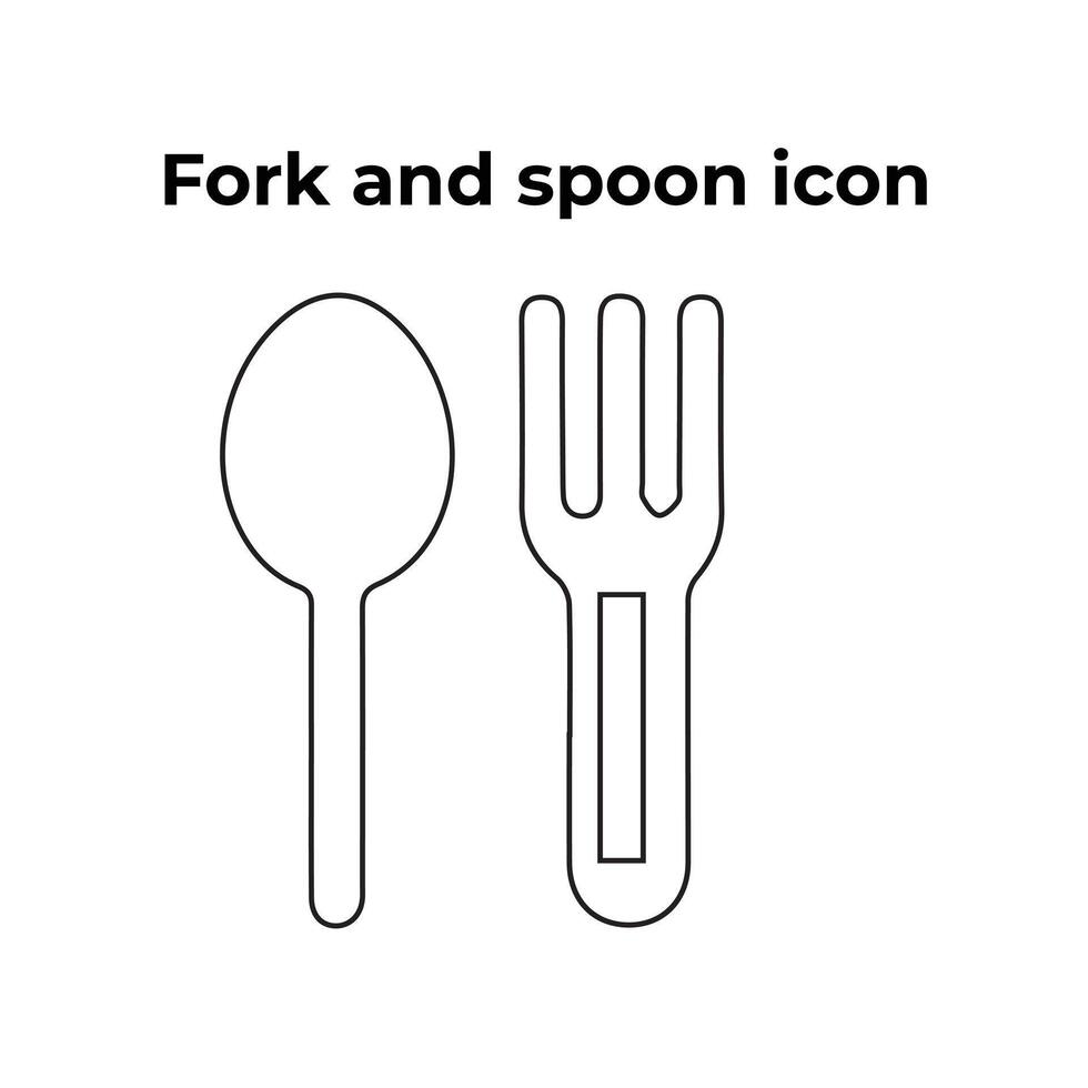 A vector set of a fork and spoon icon on a white background