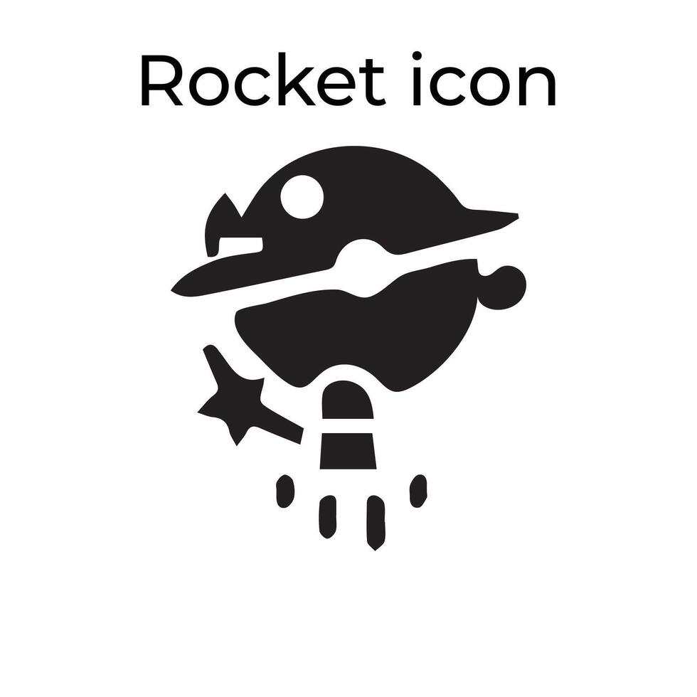 Basic Black Vector Icons with a Rocket Icon