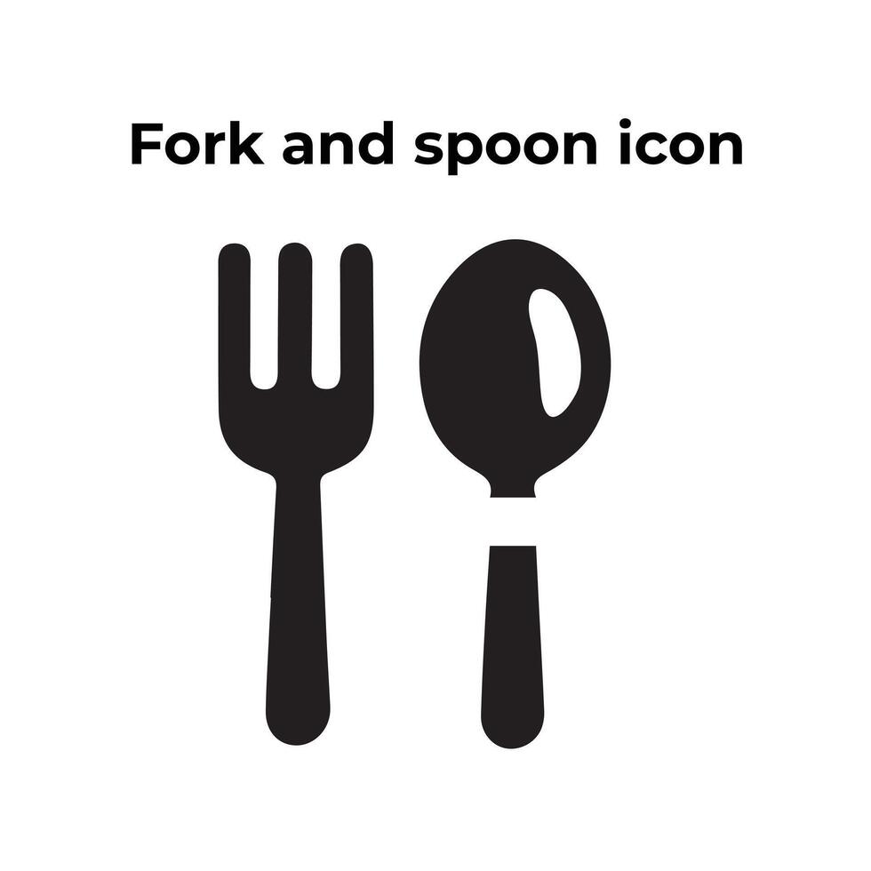 A vector set of a fork and spoon icon on a white background