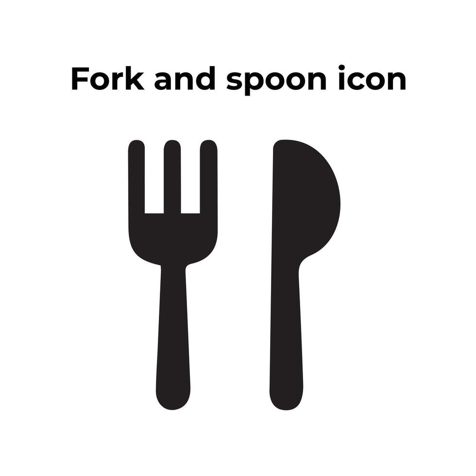 A vector set of a fork and spoon icon on a white background