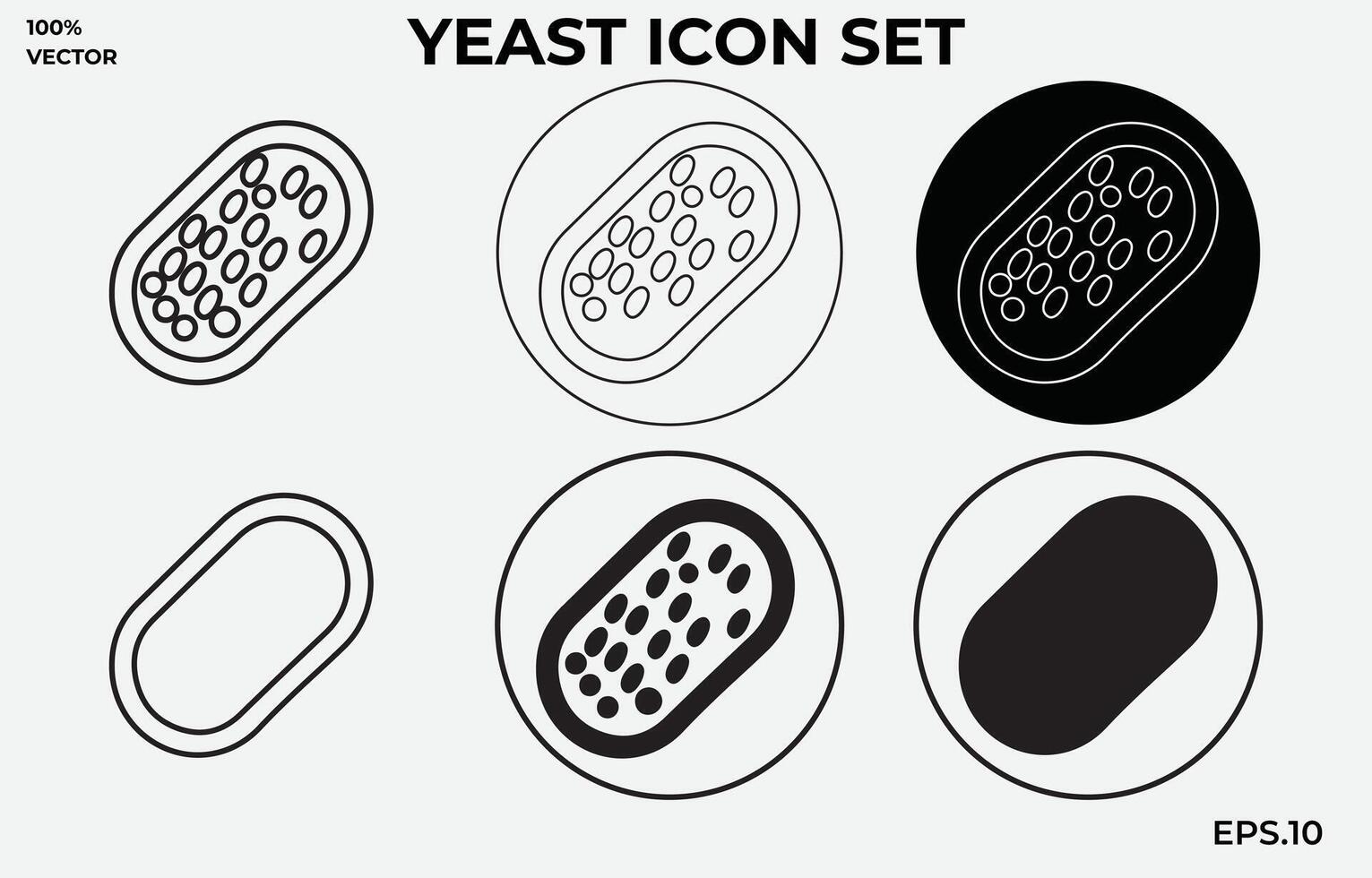 the set of yeast icons. A black-filled and outlined symbol represents a bacterial infection vector. vector