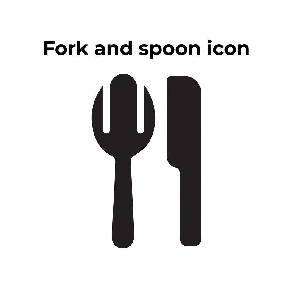 A vector set of a fork and spoon icon on a white background