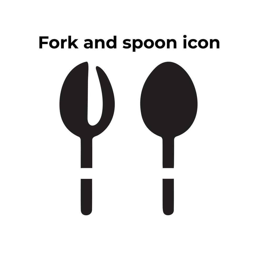 A vector set of a fork and spoon icon on a white background