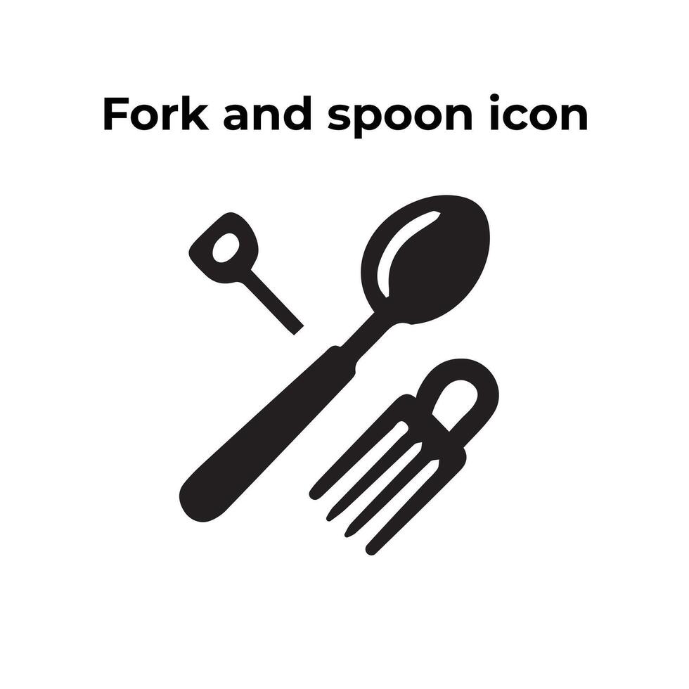 A vector set of a fork and spoon icon on a white background