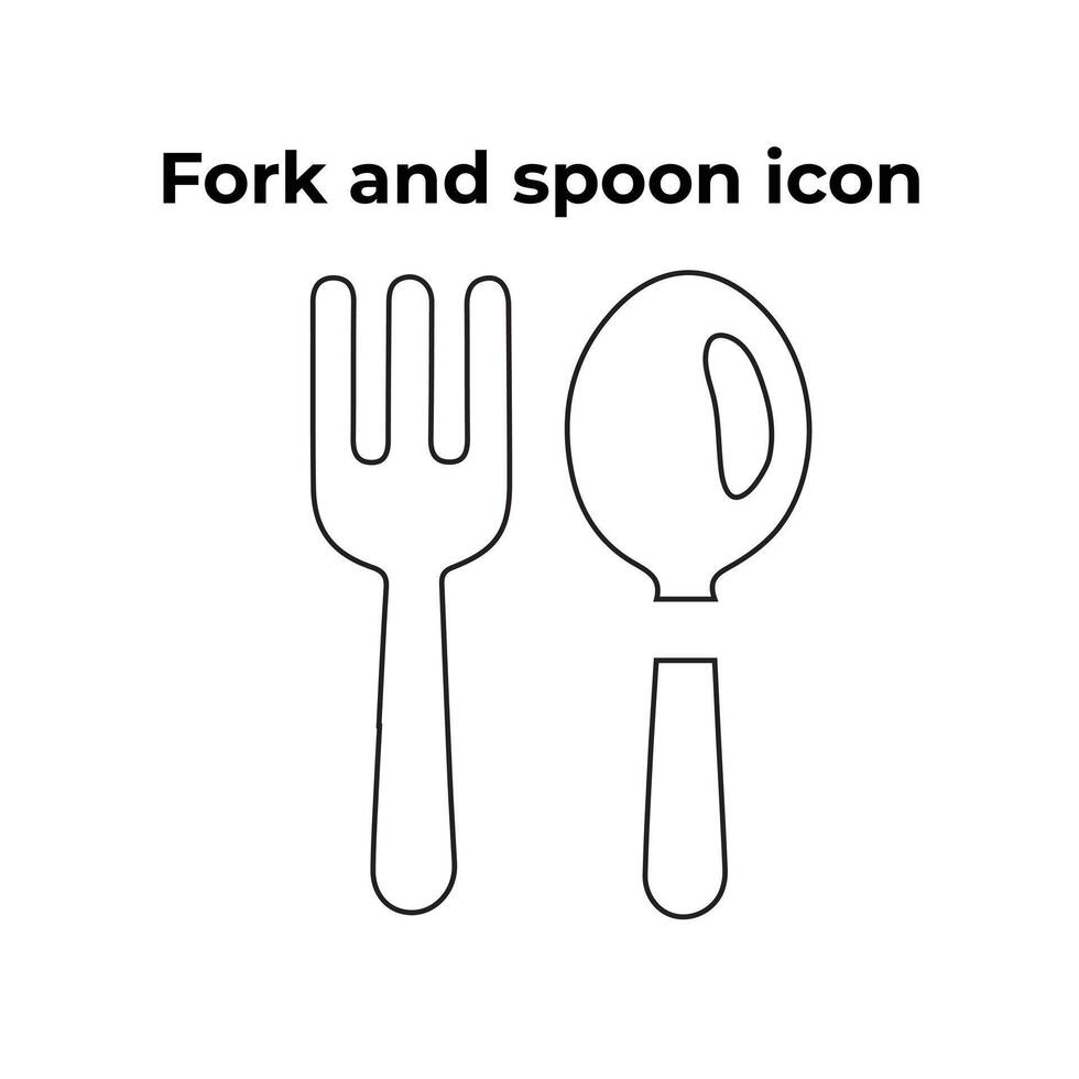 A vector set of a fork and spoon icon on a white background