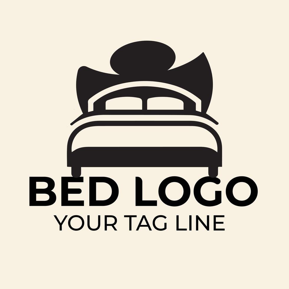 Sleeping Logo Design Template. Vector Logo for Bed. Pillow Bed with Logo Design of the Night Moon Star