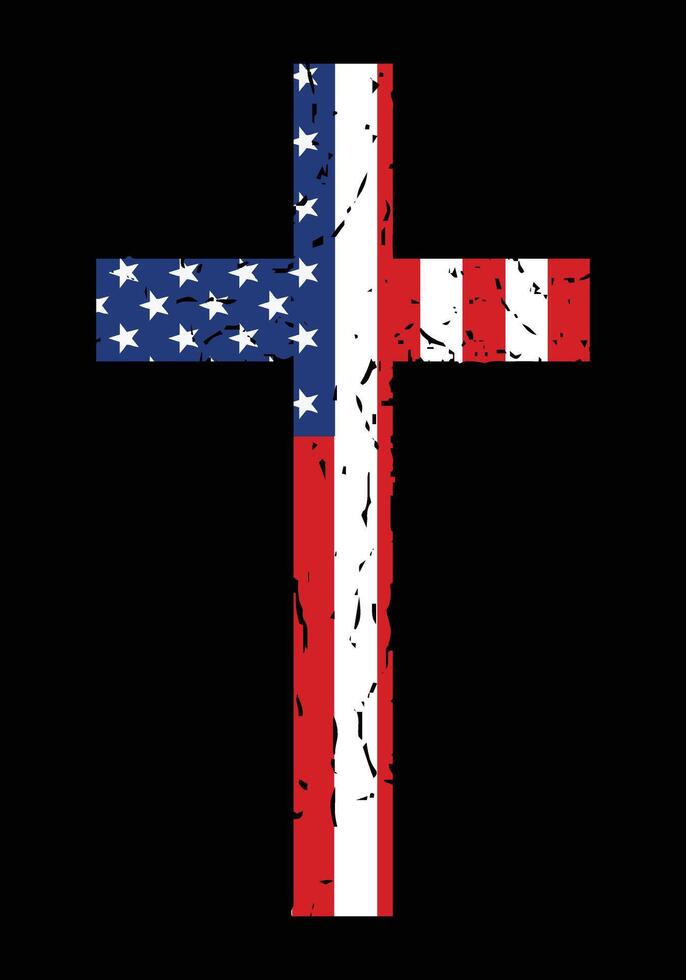 USA Flag Christian Cross Religious Design vector