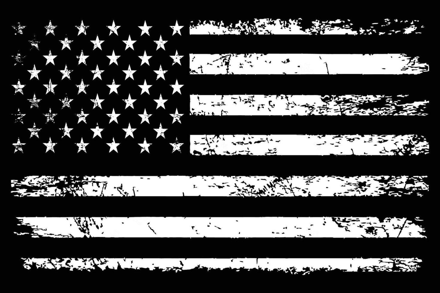 American Distressed Flag, USA Vintage Flag. vector