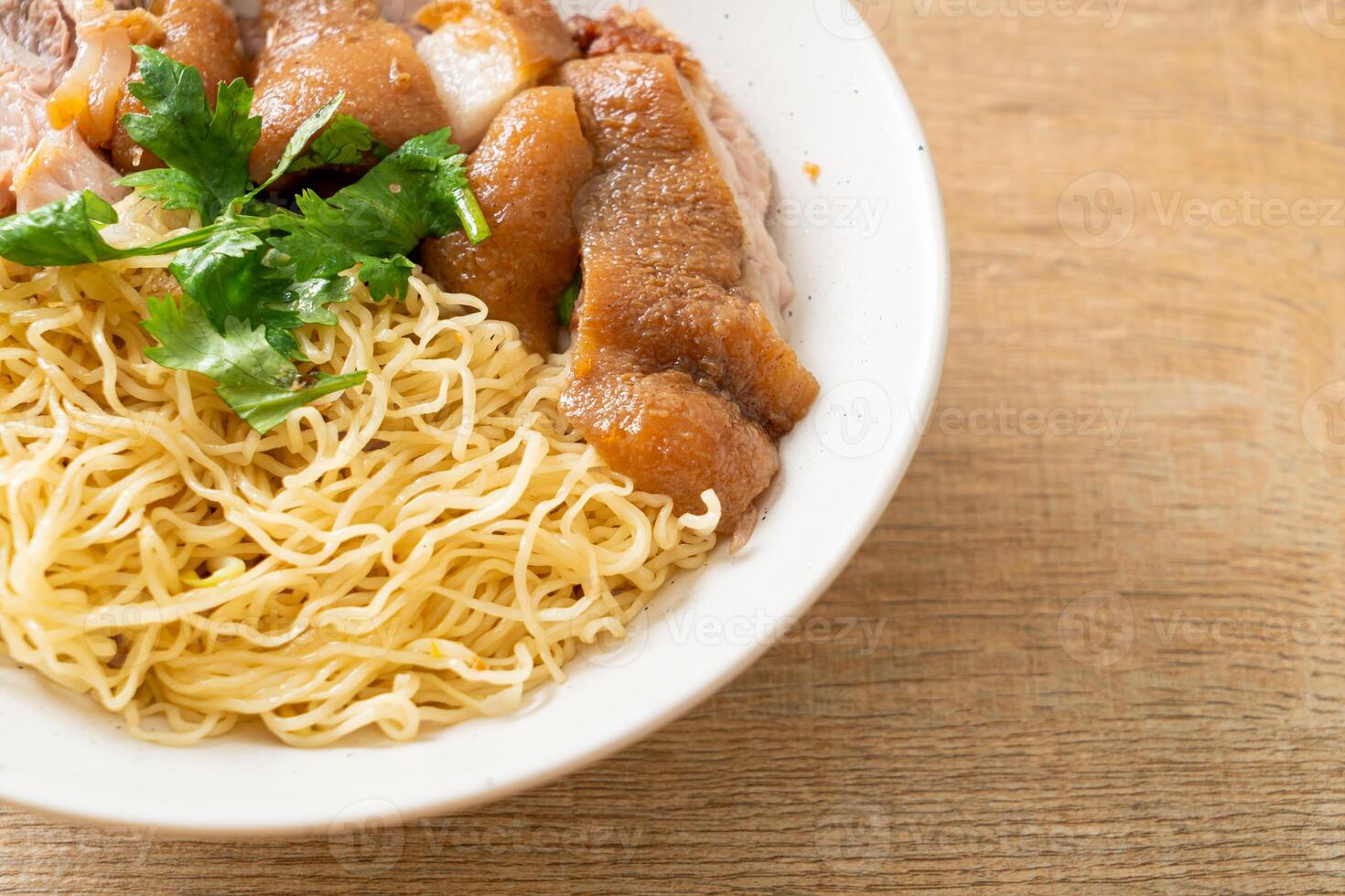 dried stewed pork leg noodles bowl photo